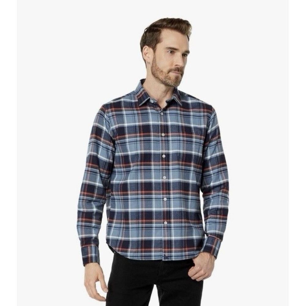 UNTUCKit Walsh Flannel Button Down Shirt Blue Plaid Size Medium
